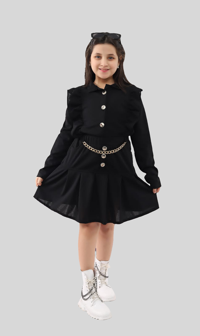 Black Royal Chic Pleated Set